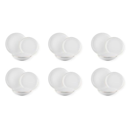 Servizio piatti, bianco filo oro, porcellana, 18 pezzi