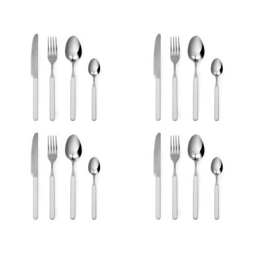 Posate, 24 pezzi, acciaio inox, manicatura bianco