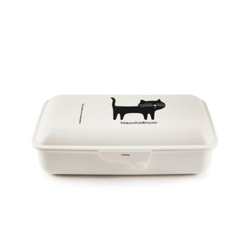 Contenitore portapranzo con posate, gattino, bianco