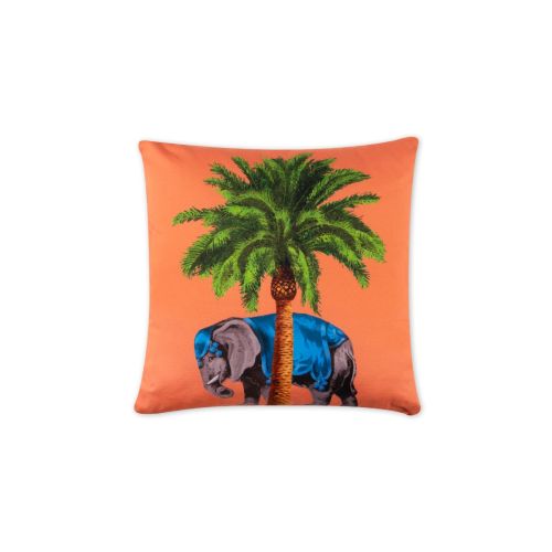 Cuscino decorativo, multicolore, elefante/palma, 45x45 cm