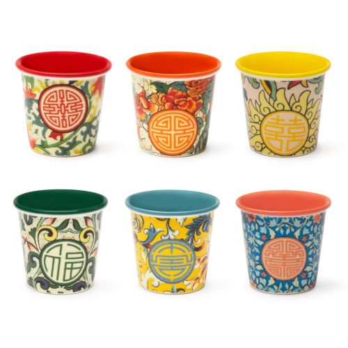Set 6 bicchierini, stile cinese, porcellana, 90 ml