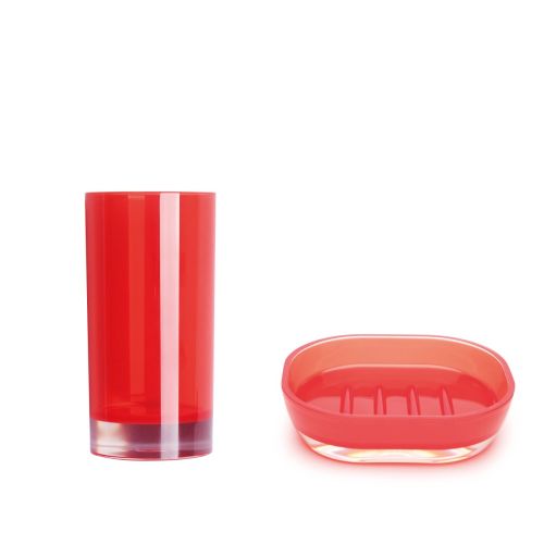 Portaspazzolino e portasaponetta, rosso