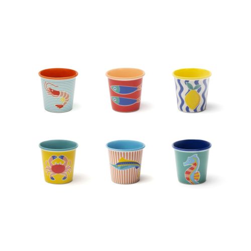 Set 6 bicchierini, stile marinaro, porcellana, 90 ml